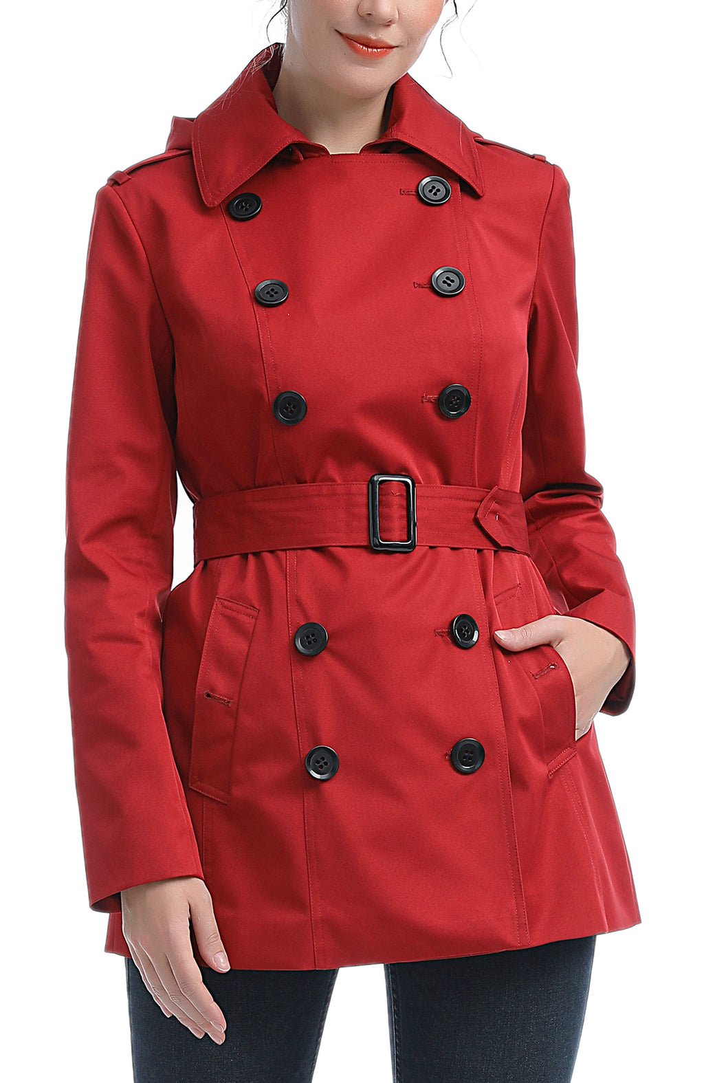 Kimi + Kai Women's "Noa" Hooded Short Trench Coat