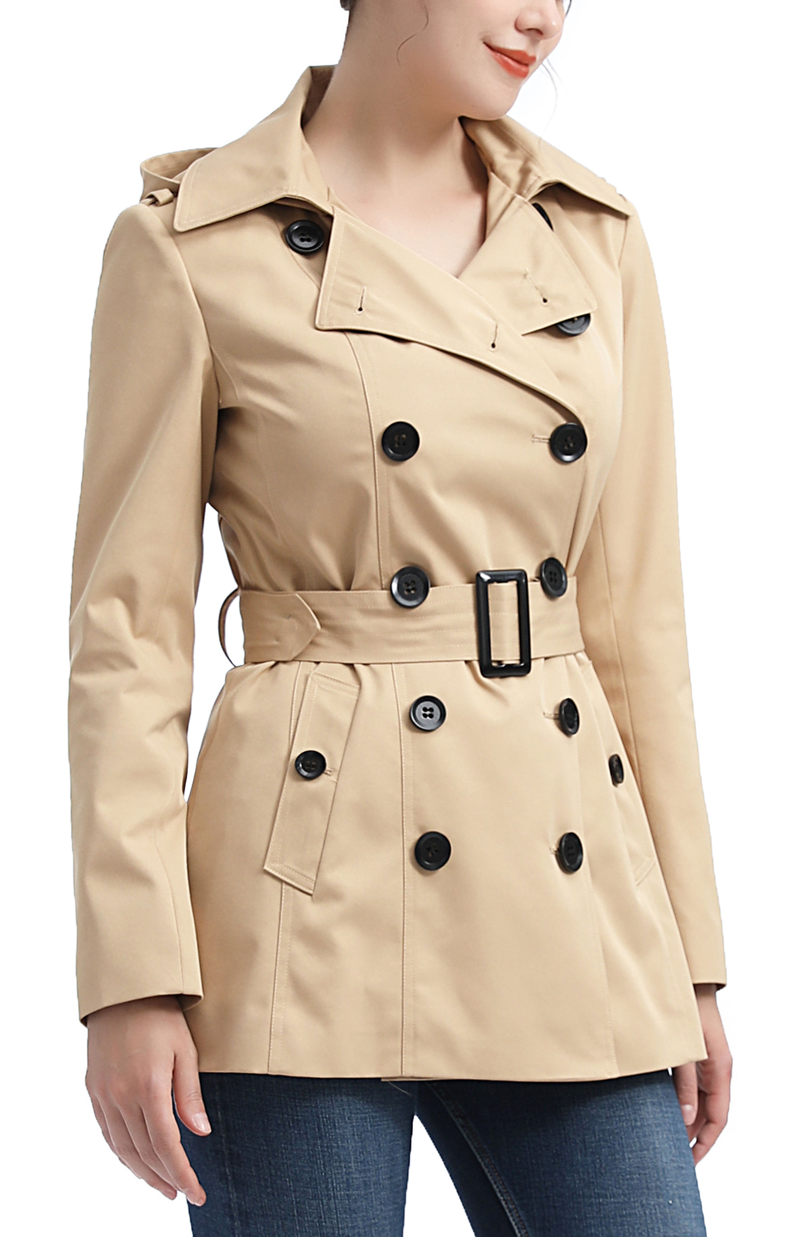 Kimi + Kai Women's "Noa" Hooded Short Trench Coat