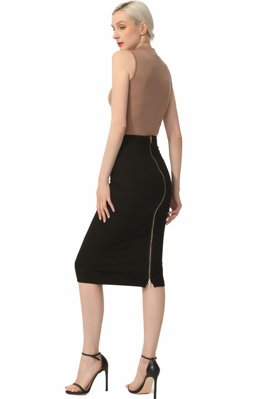 Kimi + Kai Women's Exposed Back Zip Pencil Skirt – kimi + kai