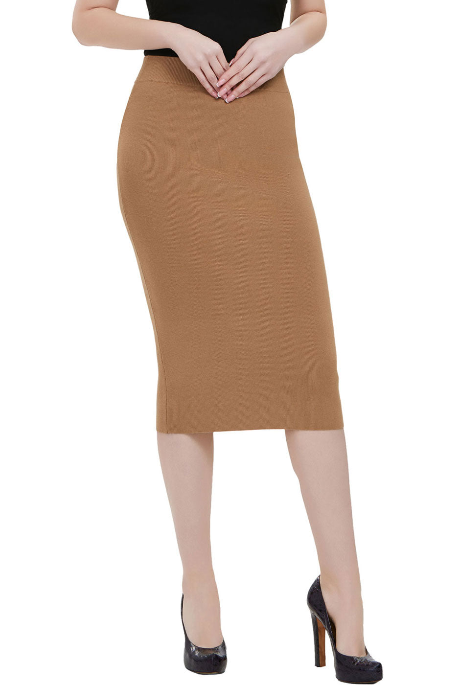 Kimi + Kai Women Knit Pencil Skirt - S / Champagne Kimi + Kai Women Knit Pencil Skirt - S / Champagne