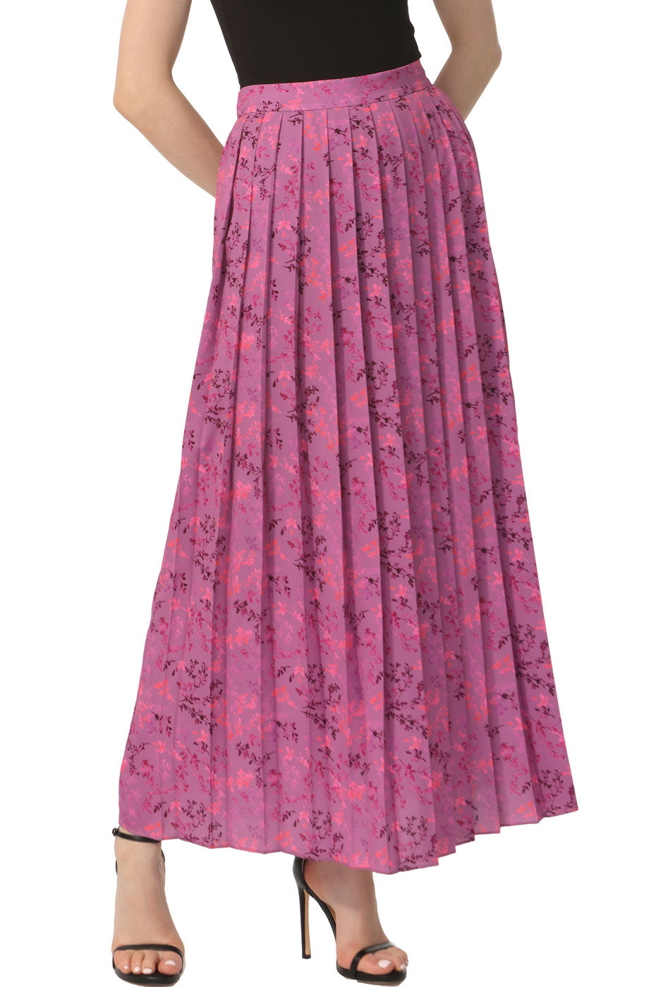 Kimi + Kai Women Print Box Pleat Maxi Skirt