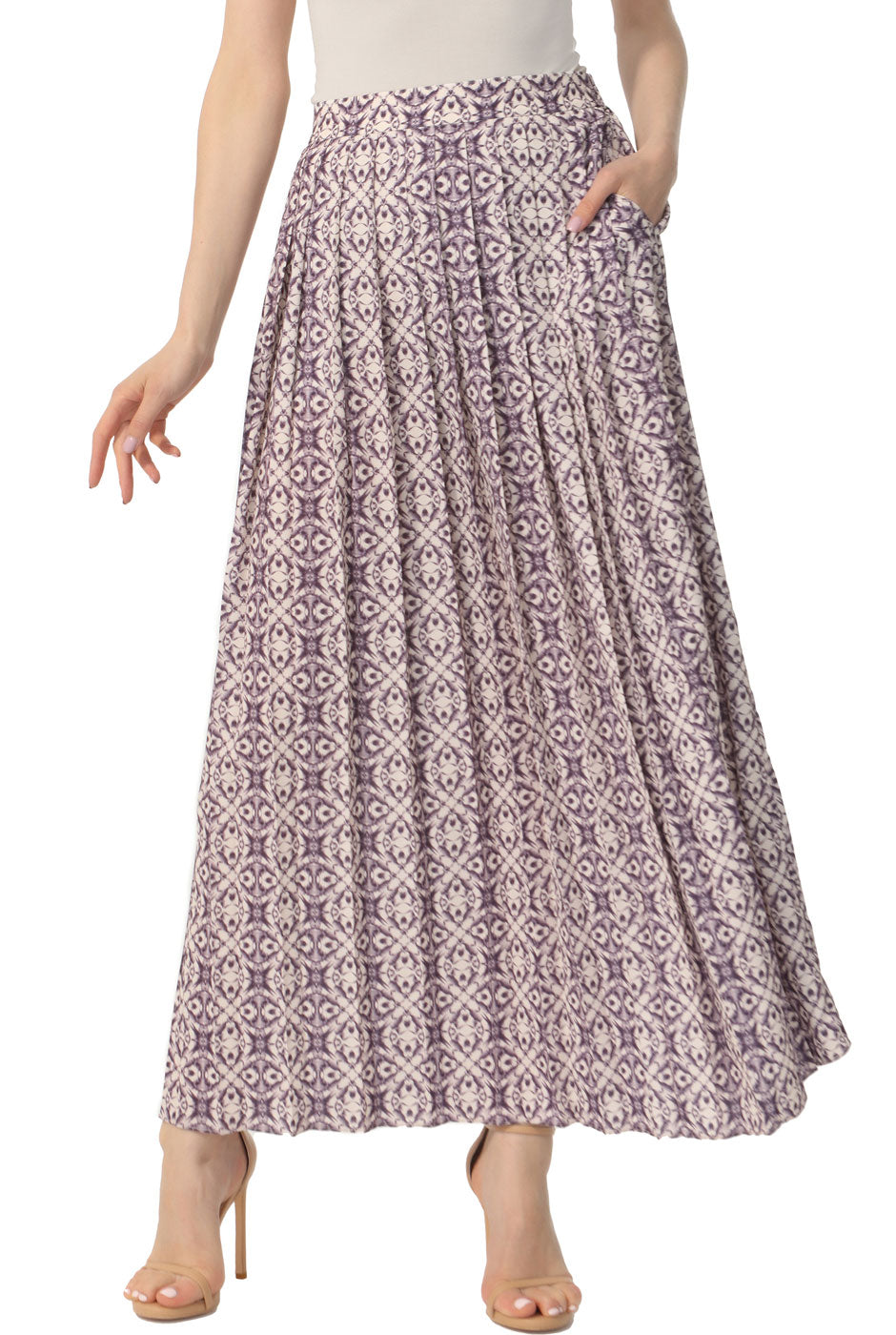 Kimi + Kai Women Print Box Pleat Maxi Skirt