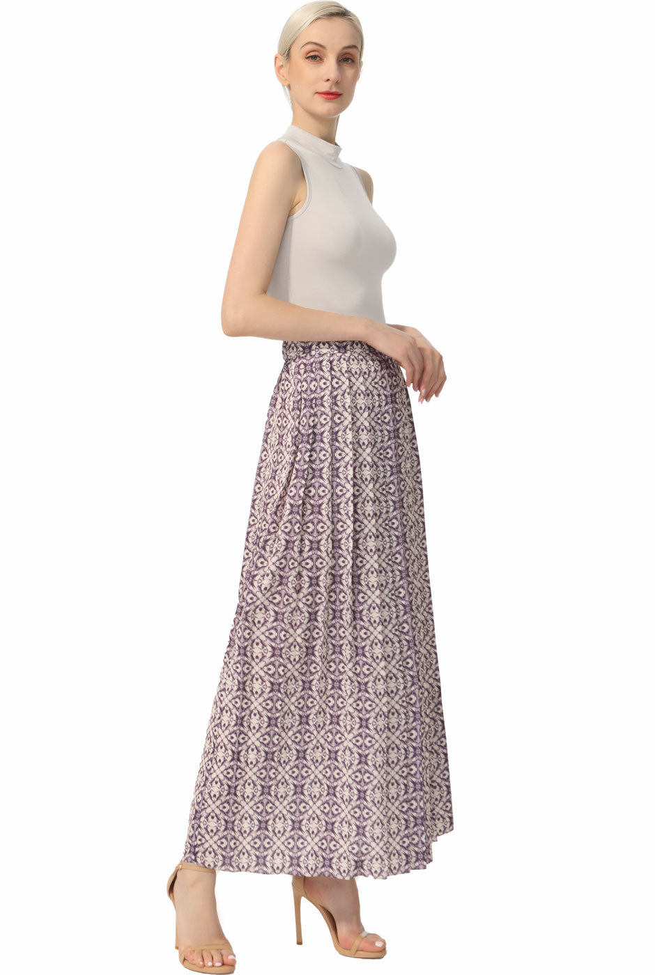 Kimi + Kai Women Print Box Pleat Maxi Skirt