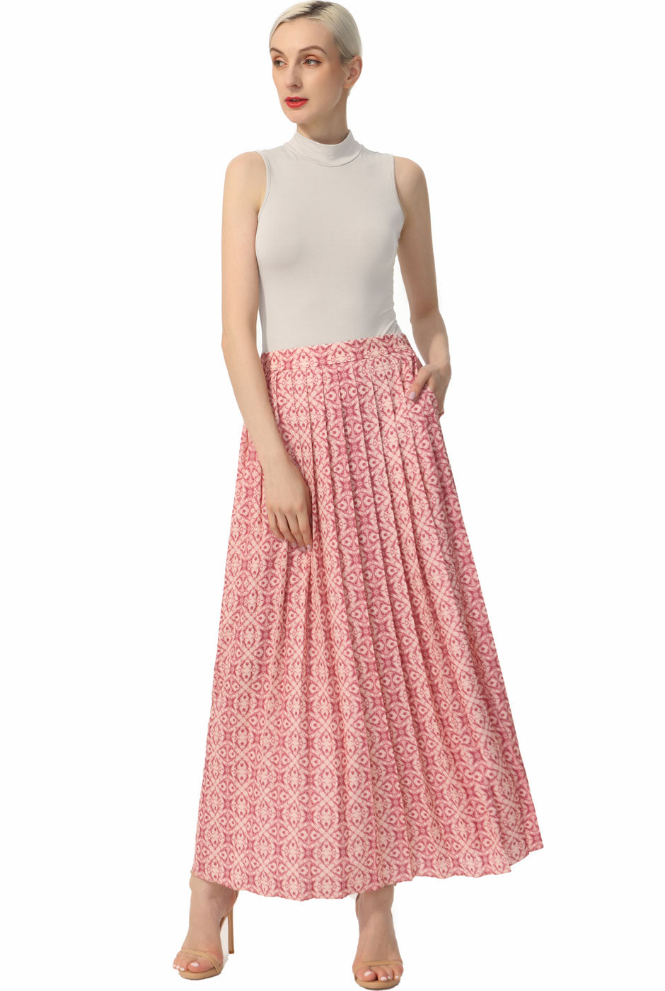 Kimi + Kai Women Print Box Pleat Maxi Skirt