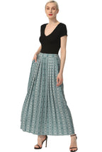 Kimi + Kai Women Print Box Pleat Maxi Skirt