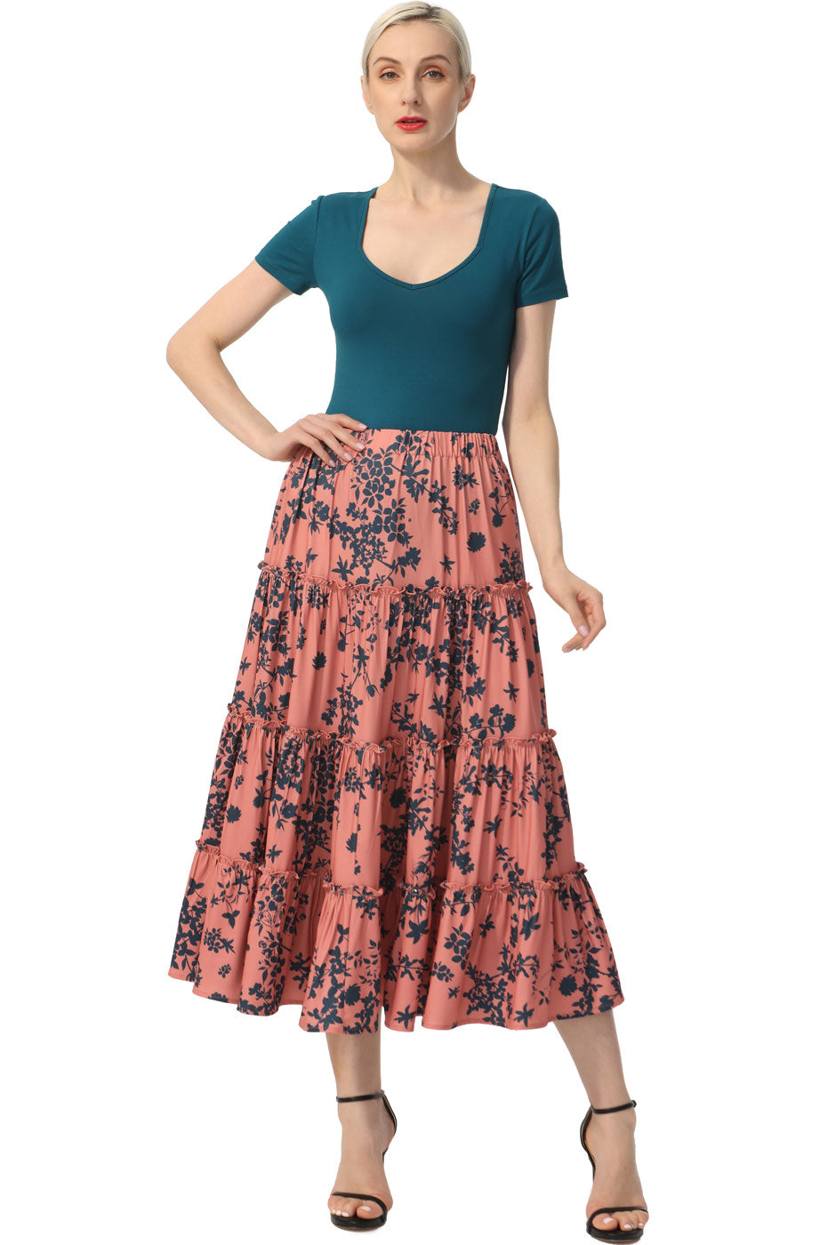 Kimi + Kai Women Tiered Midi Skirt