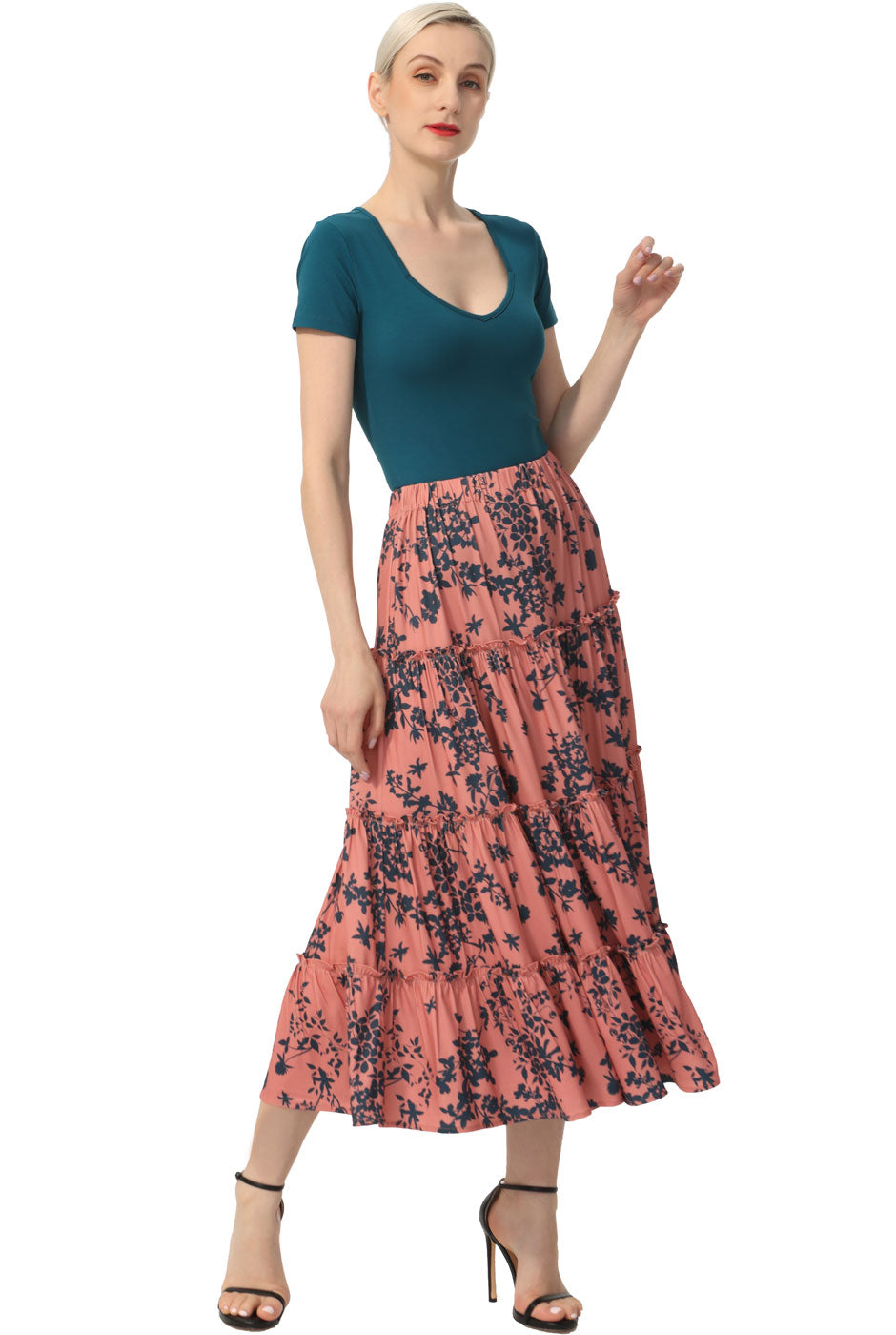Kimi + Kai Women Tiered Midi Skirt