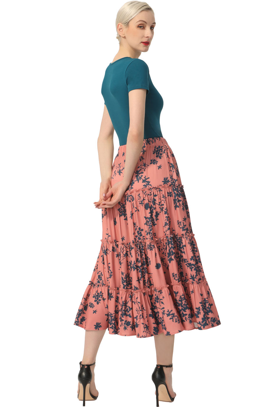 Kimi + Kai Women Tiered Midi Skirt