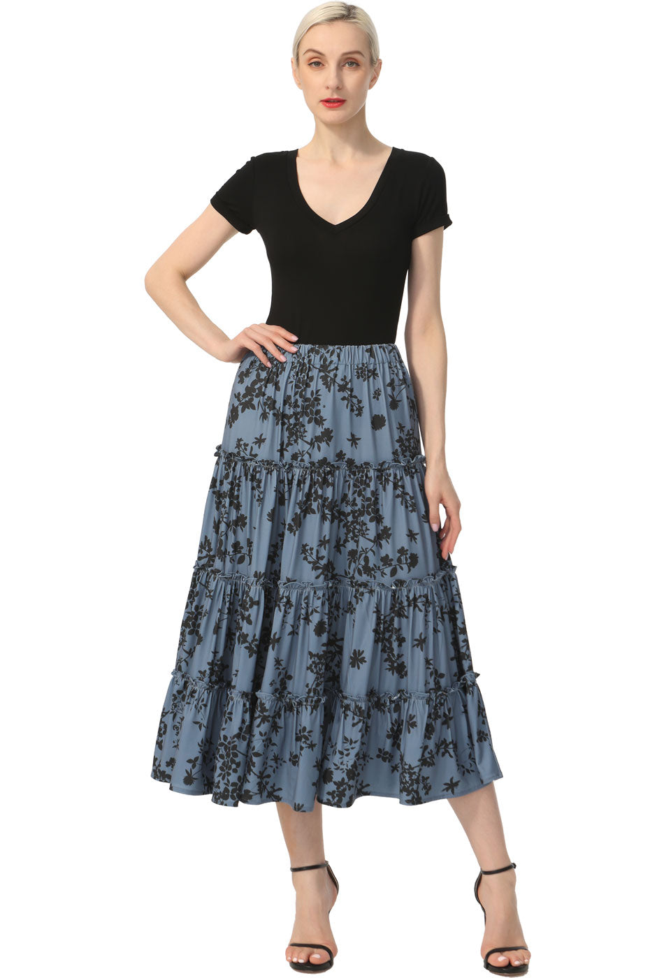 Kimi + Kai Women Tiered Midi Skirt