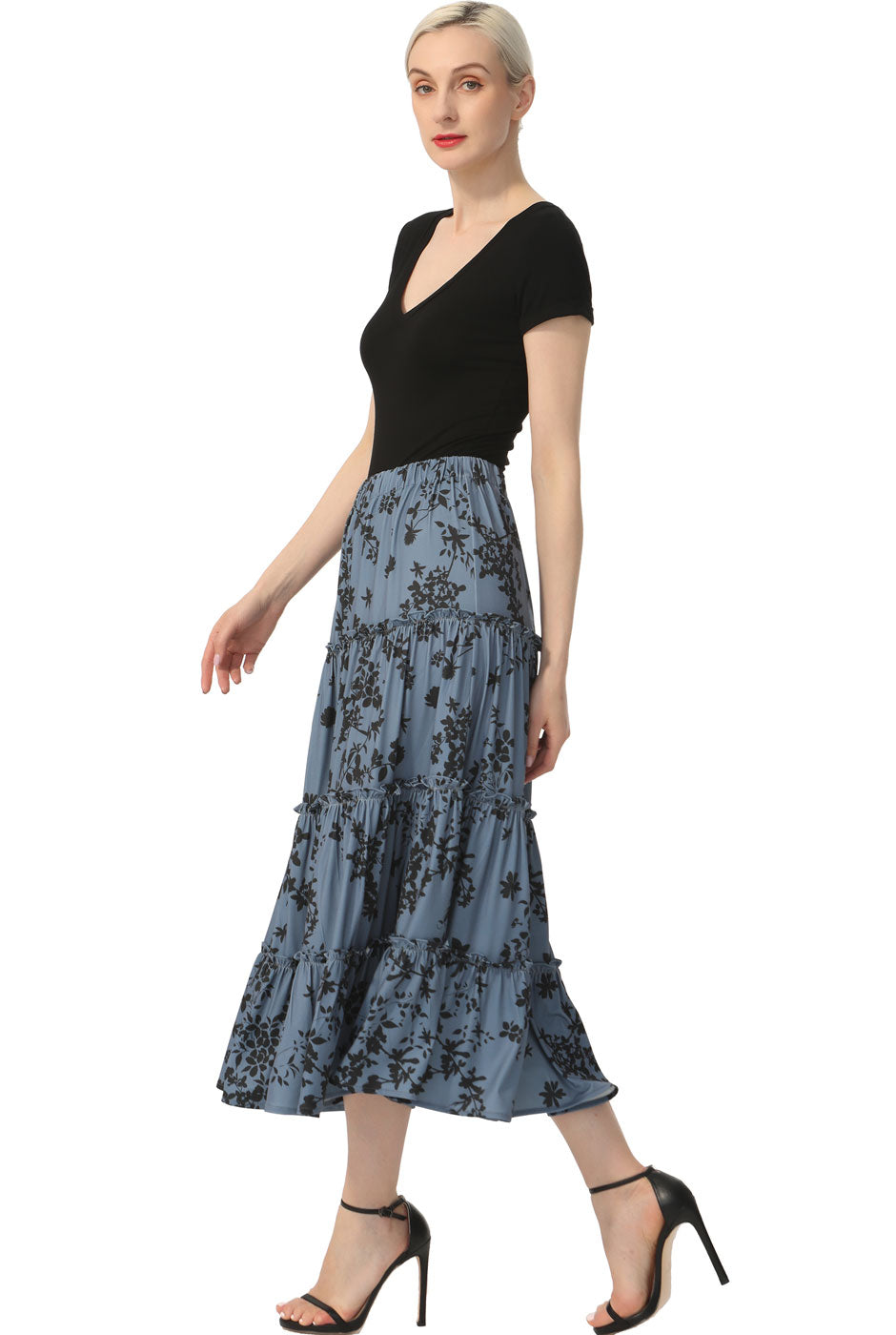 Kimi + Kai Women Tiered Midi Skirt