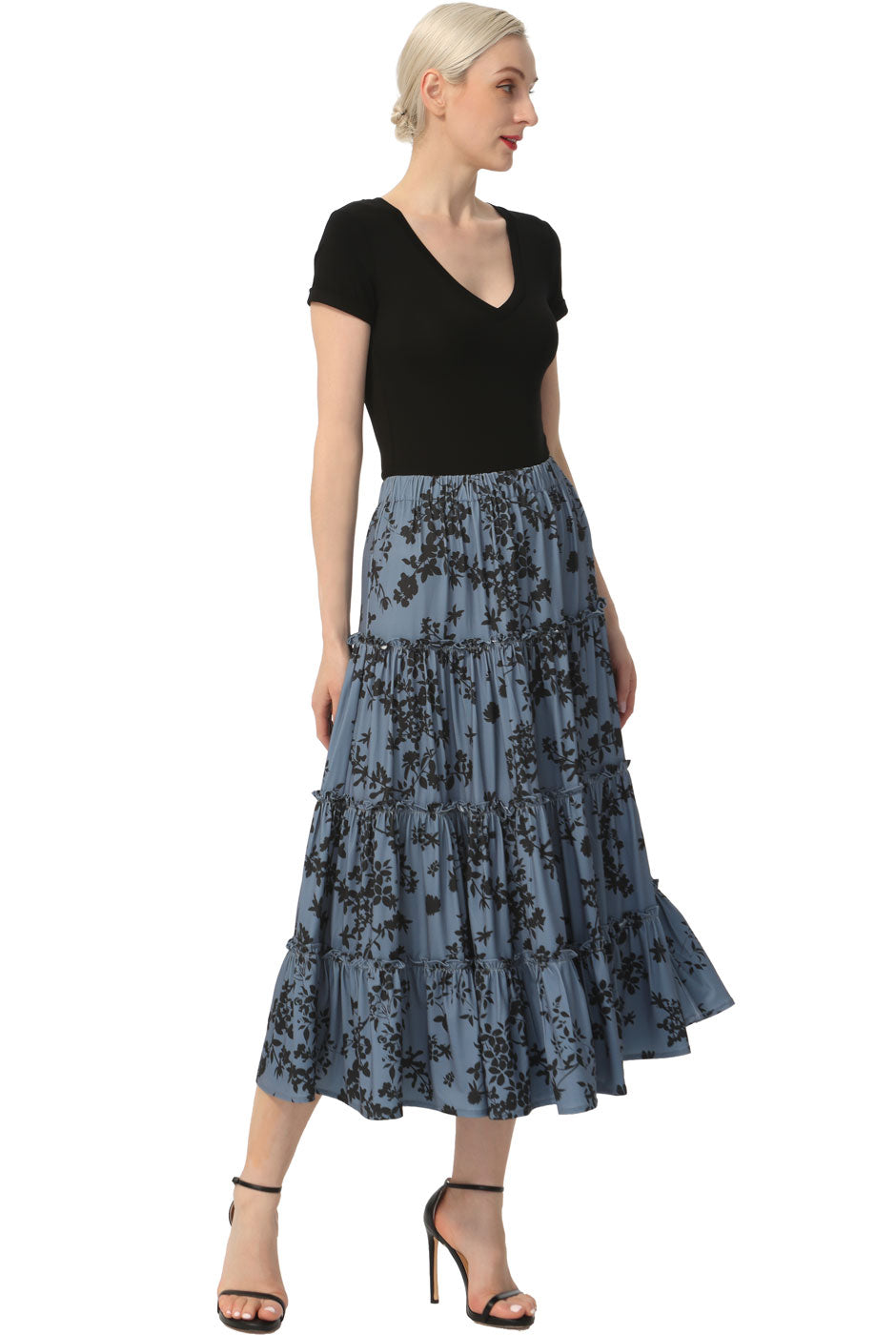 Kimi + Kai Women Tiered Midi Skirt