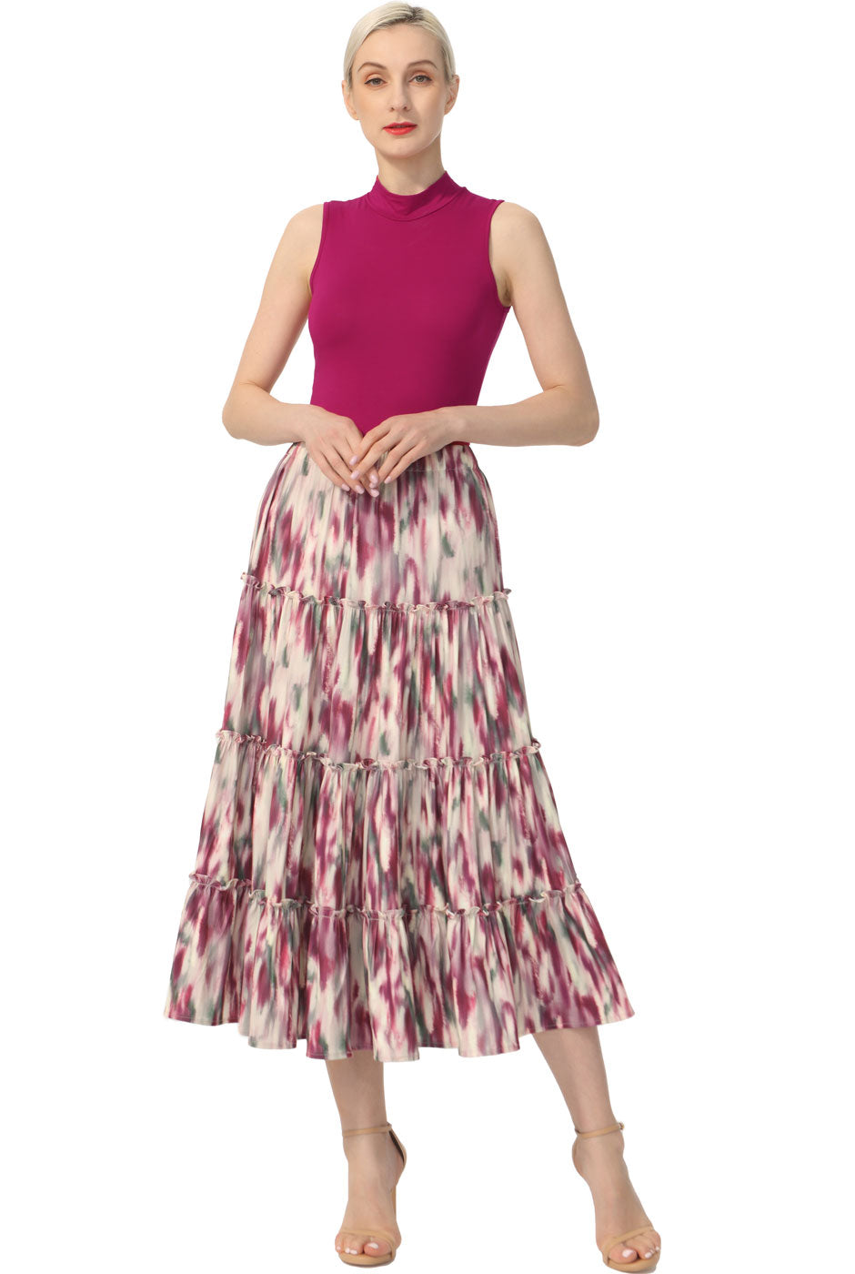 Kimi + Kai Women Tiered Midi Skirt