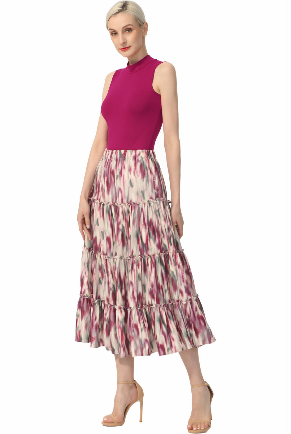 Kimi + Kai Women Tiered Midi Skirt
