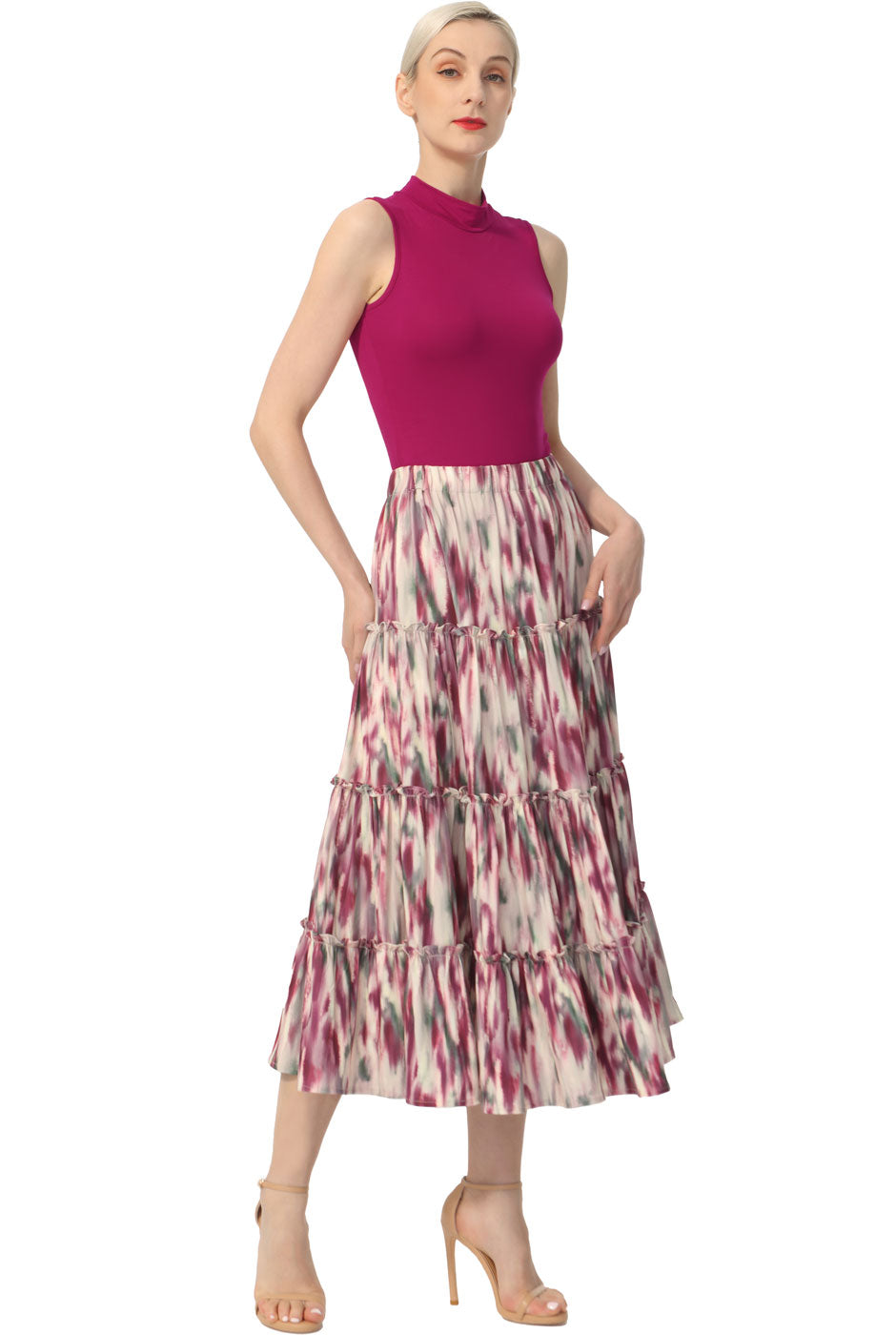 Kimi + Kai Women Tiered Midi Skirt