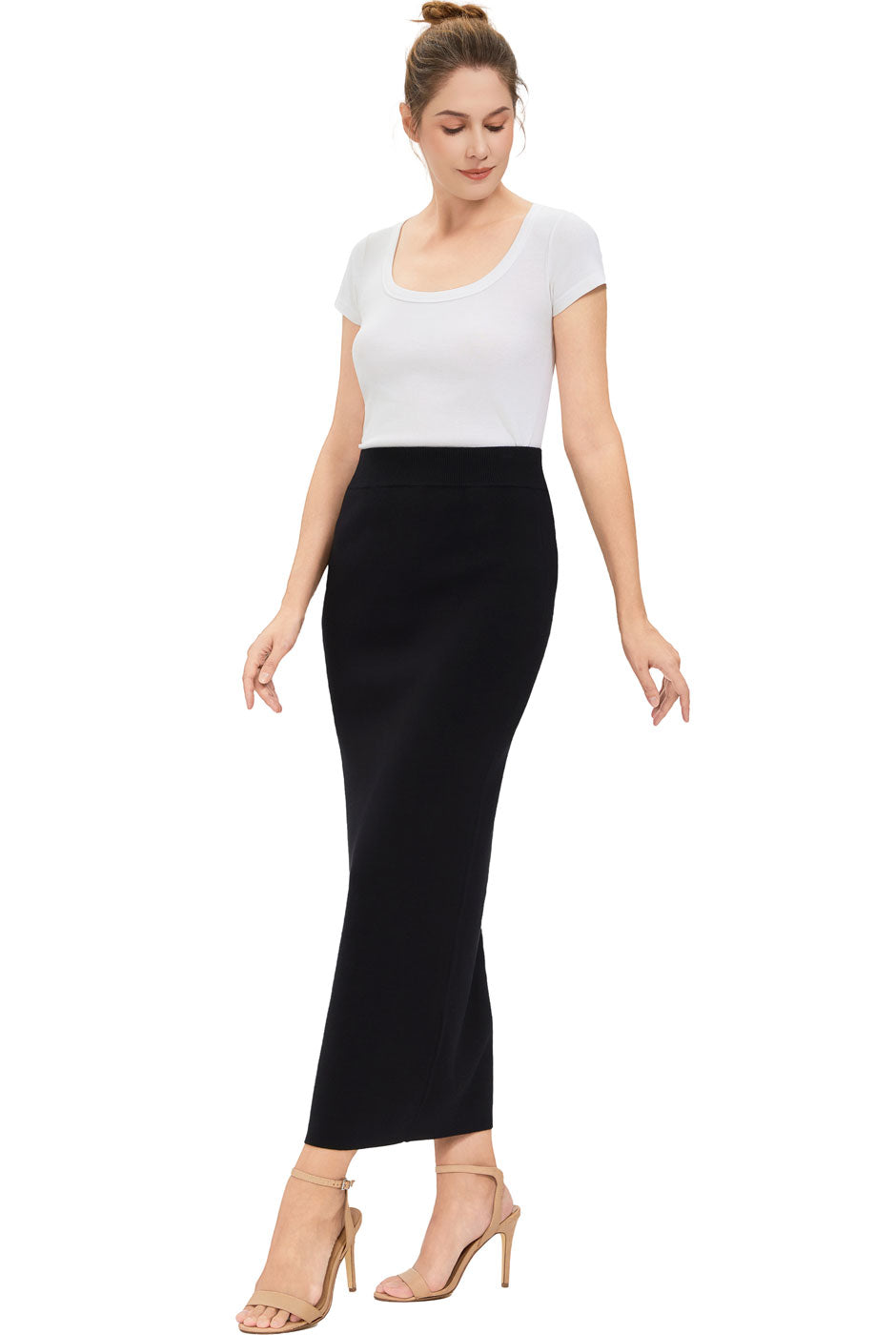 Kimi + Kai Women Side Slit Knit Maxi Skirt