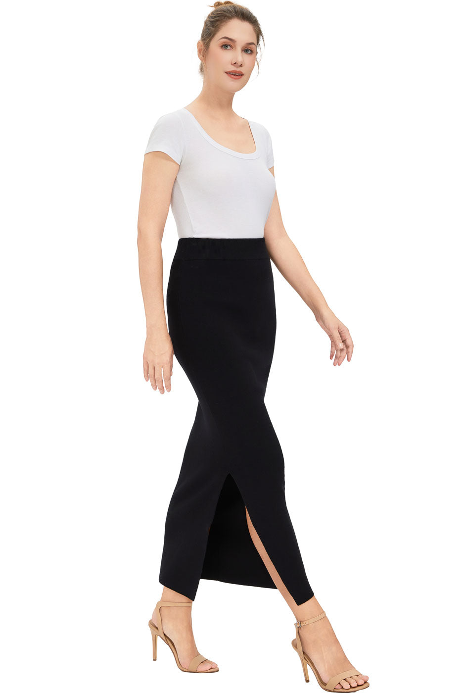 Kimi + Kai Women Side Slit Knit Maxi Skirt