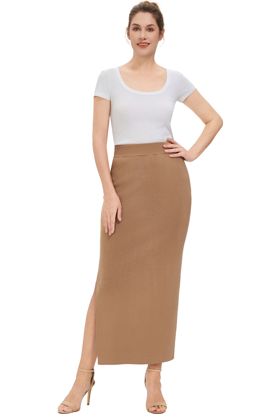Kimi + Kai Women Side Slit Knit Maxi Skirt