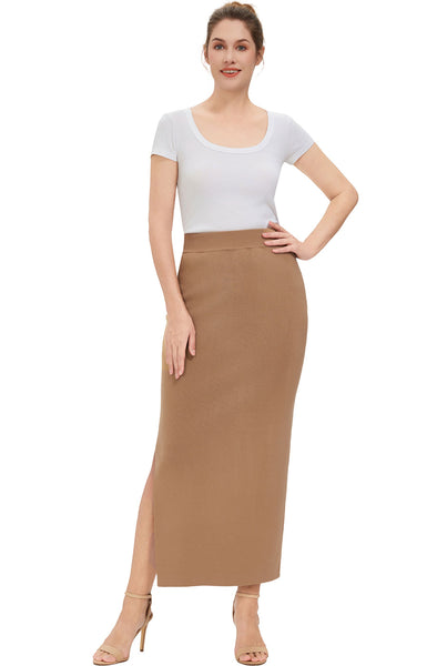 Kimi + Kai Women Side Slit Knit Maxi Skirt