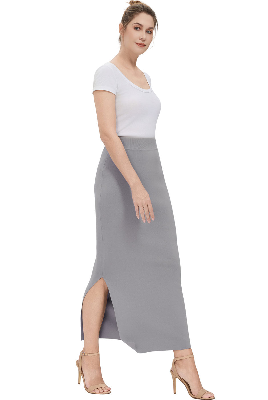 Kimi + Kai Women Side Slit Knit Maxi Skirt
