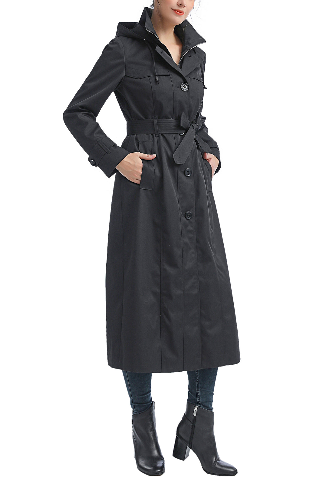 Kimi + Kai Women's "Aine“ Hooded Long Rain Coat