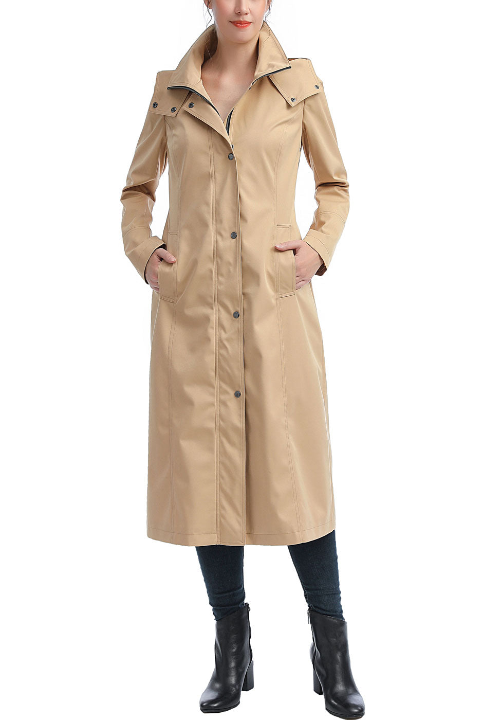 Kimi + Kai Women's "Brooke" Hooded Long Rain Coat