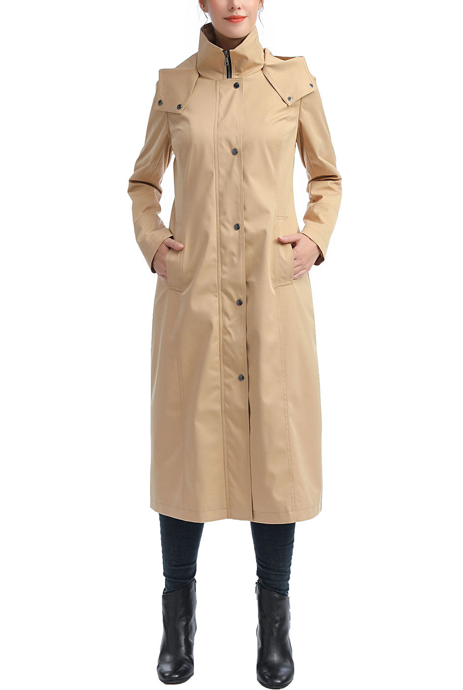 Kimi + Kai Women's "Brooke" Hooded Long Rain Coat