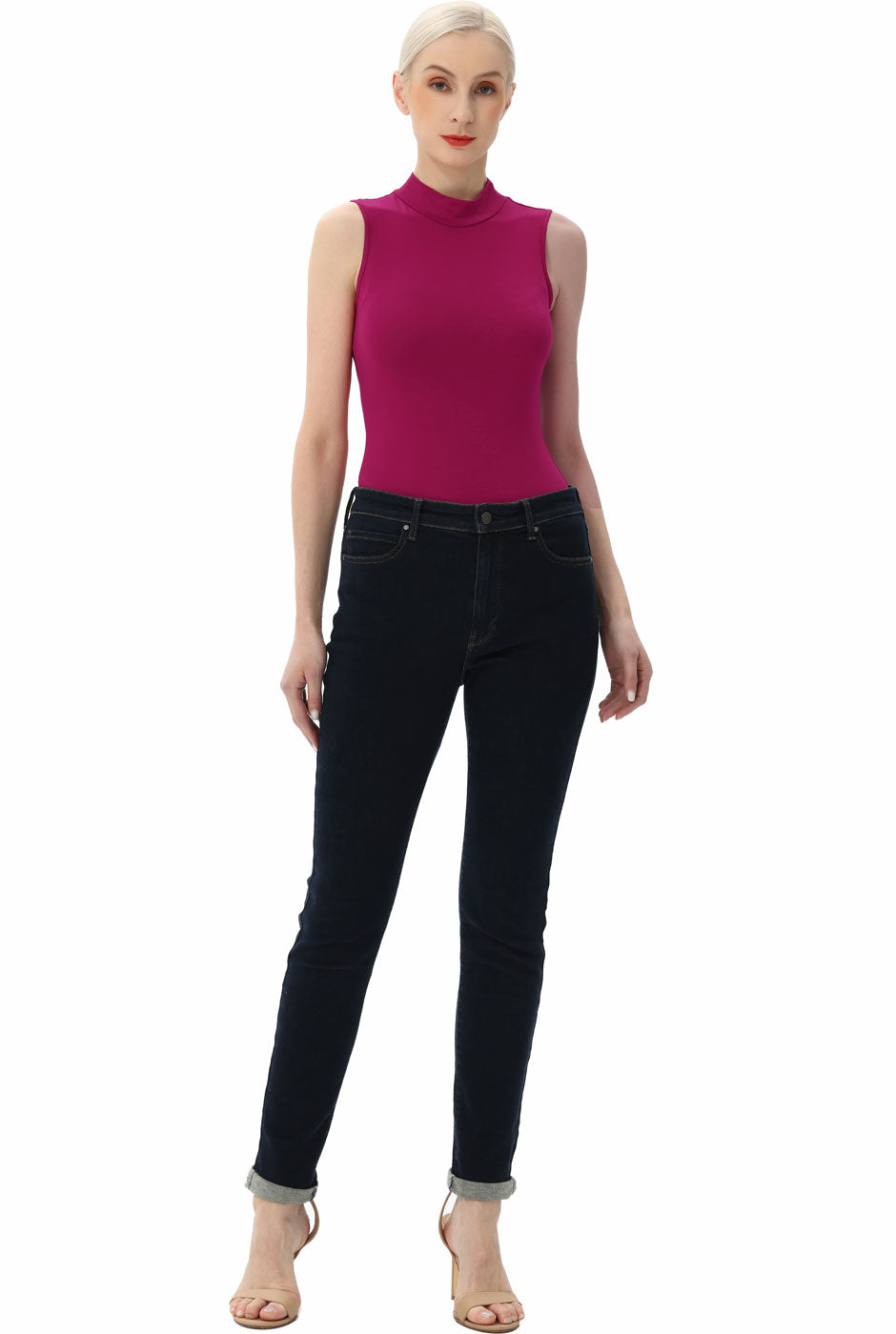 Kimi + Kai Women's Turtleneck Sleeveless Bodysuit