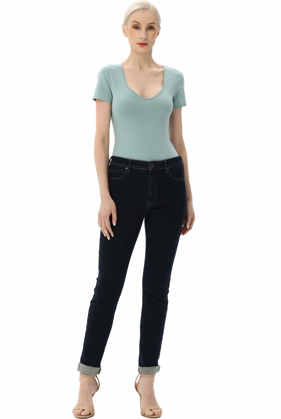 Kimi + Kai Women's Sweetheart Neck Basic Bodysuit