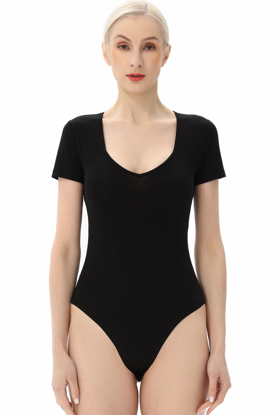 売れ筋商品|||キミ アンド カイ カットソー トップス レディース Women's Round Neck Basic Bodysuit Top Black SlowTime Sexy Plus Size Stretchy O-Neck Long Sleeve
