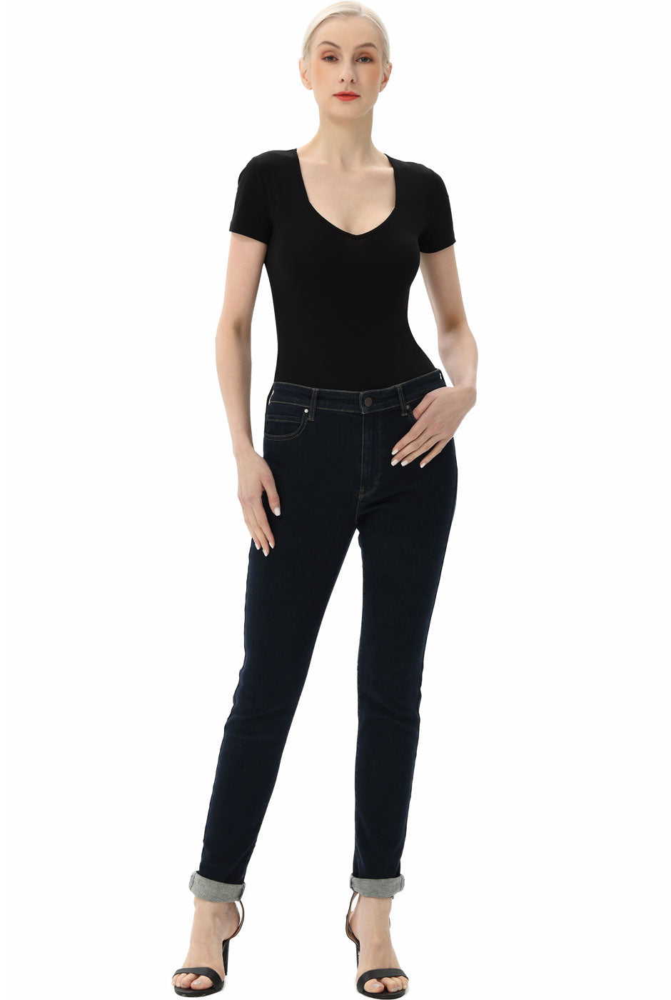 Kimi + Kai Women's Sweetheart Neck Basic Bodysuit