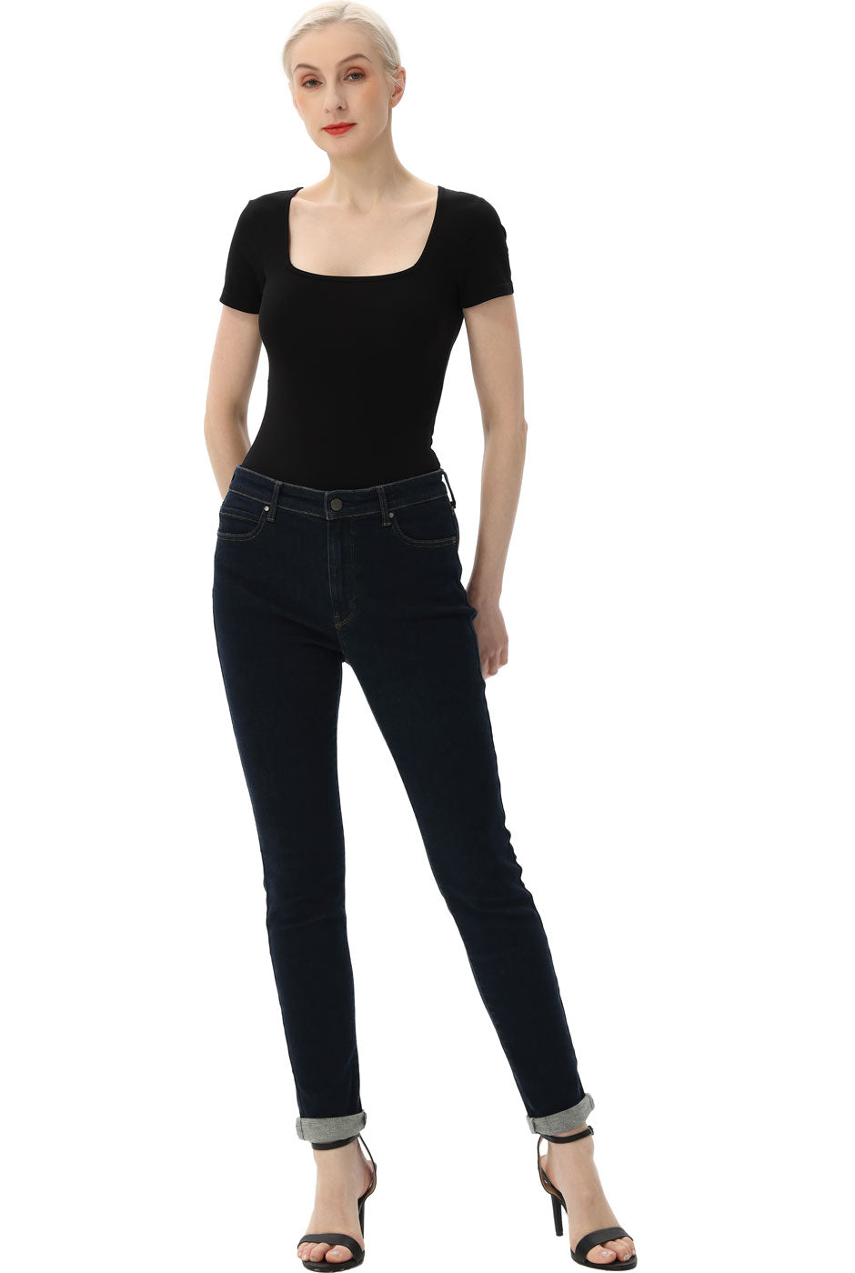 Kimi + Kai Women's Square Neck Basic Bodysuit