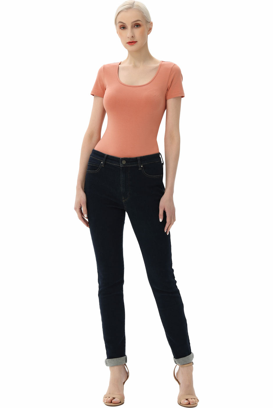Kimi + Kai Women's U-Neck Basic Bodysuit