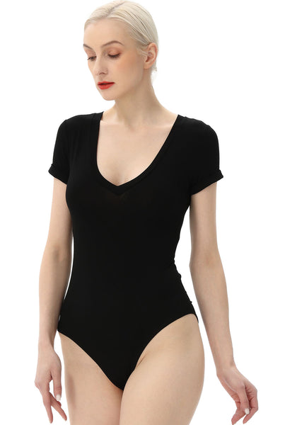 Kimi + Kai Women's V-Neck Basic Bodysuit