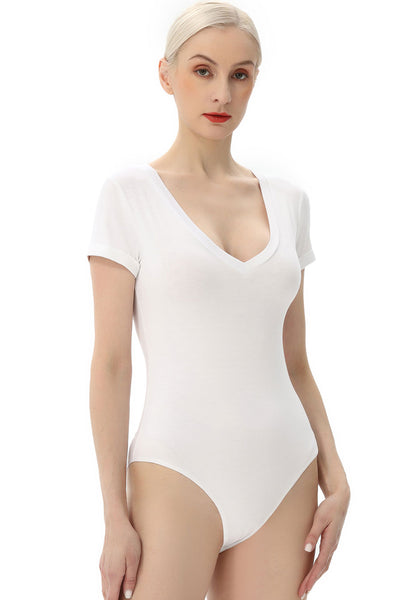 Kimi + Kai Women's V-Neck Basic Bodysuit