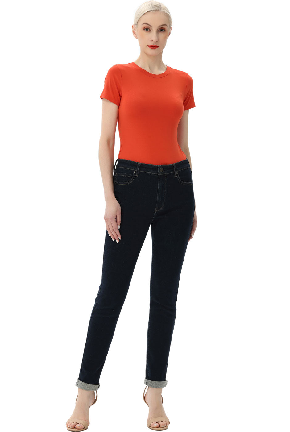 Kimi + Kai Women's Crew Neck Basic Bodysuit