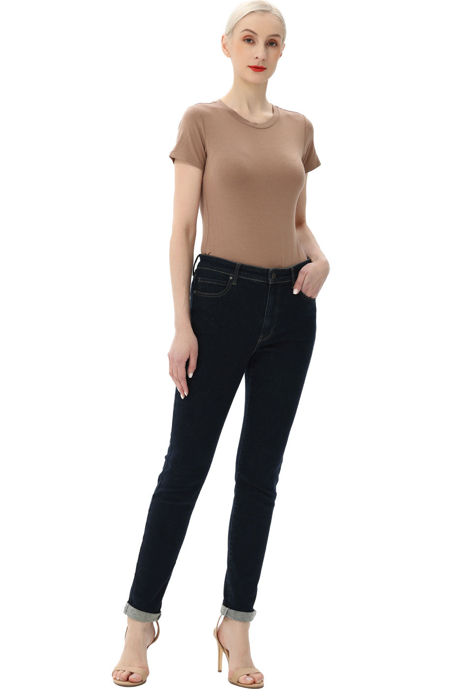 Kimi + Kai Women's Crew Neck Basic Bodysuit