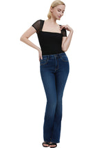 Kimi + Kai Women's Square Neck Sheer Sleeve Bodysuit Top