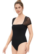 Kimi + Kai Women's Square Neck Sheer Sleeve Bodysuit Top