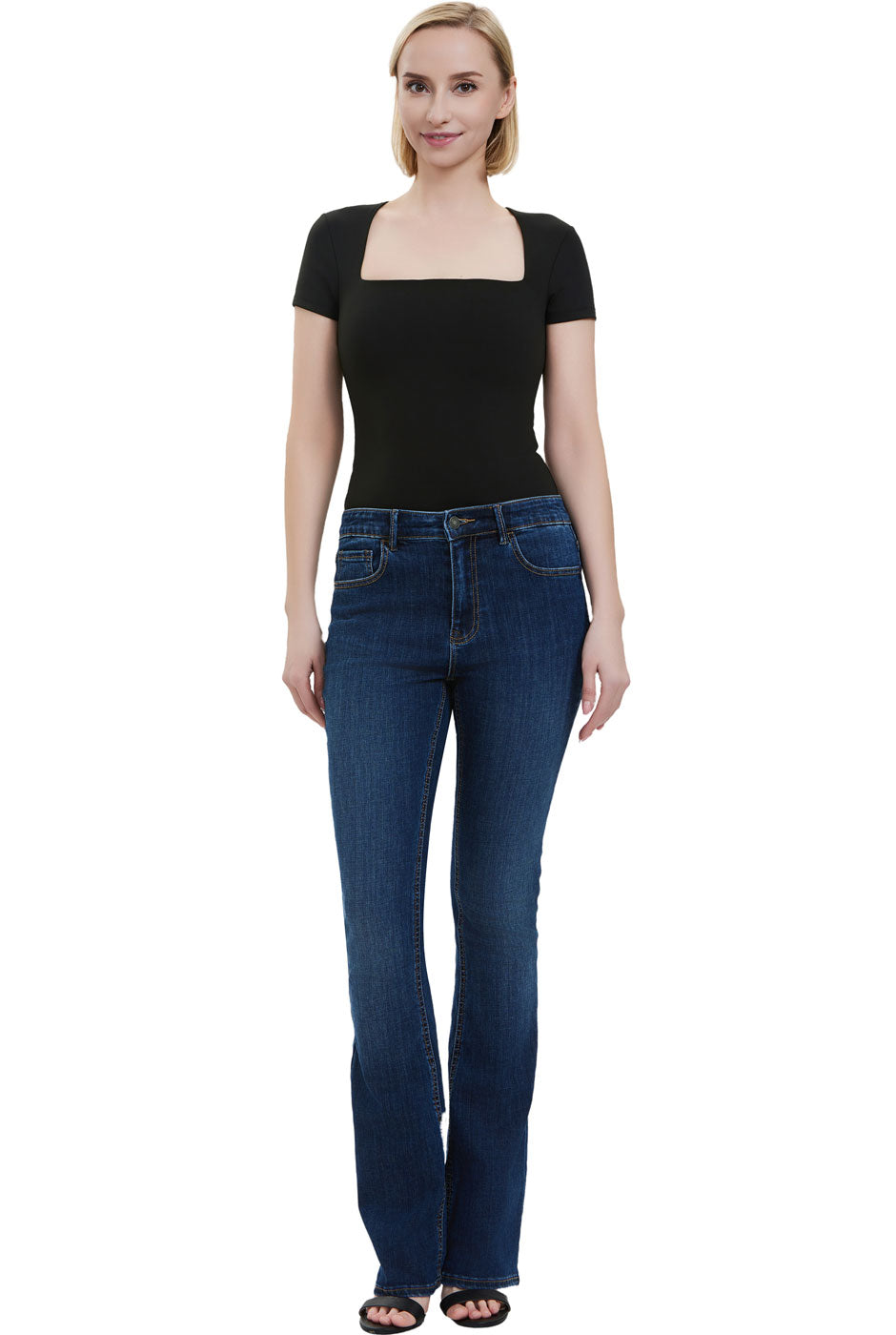 Kimi + Kai Women's Square Neck Short Sleeve Bodysuit