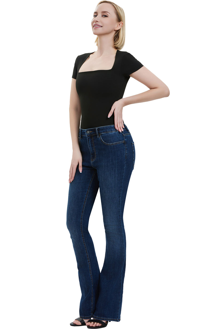 Kimi + Kai Women's Square Neck Short Sleeve Bodysuit