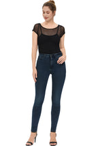 Kimi + Kai Women's Sheer Mesh Short Sleeve Bodysuit Top
