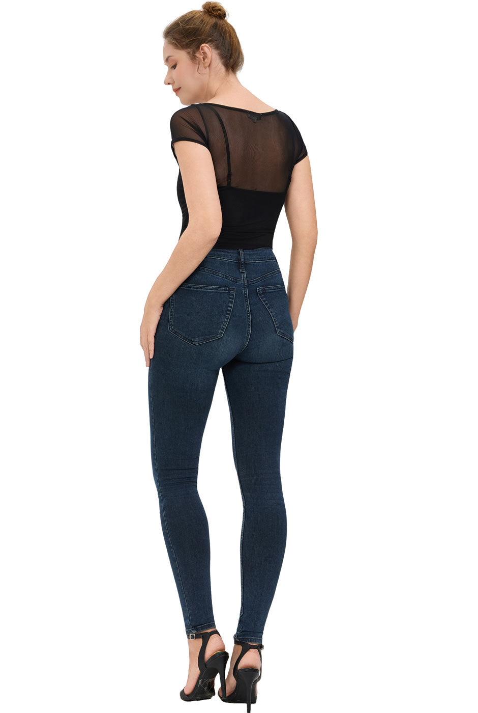 Kimi + Kai Women's Sheer Mesh Short Sleeve Bodysuit Top