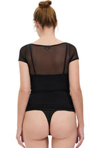 Kimi + Kai Women's Sheer Mesh Short Sleeve Bodysuit Top