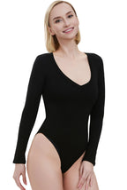 Kimi + Kai Women's V-Neck Long Sleeve Bodysuit