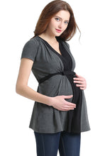 Load image into Gallery viewer, Kimi + Kai Maternity "Kenzie" Colorblock Nursing Top
