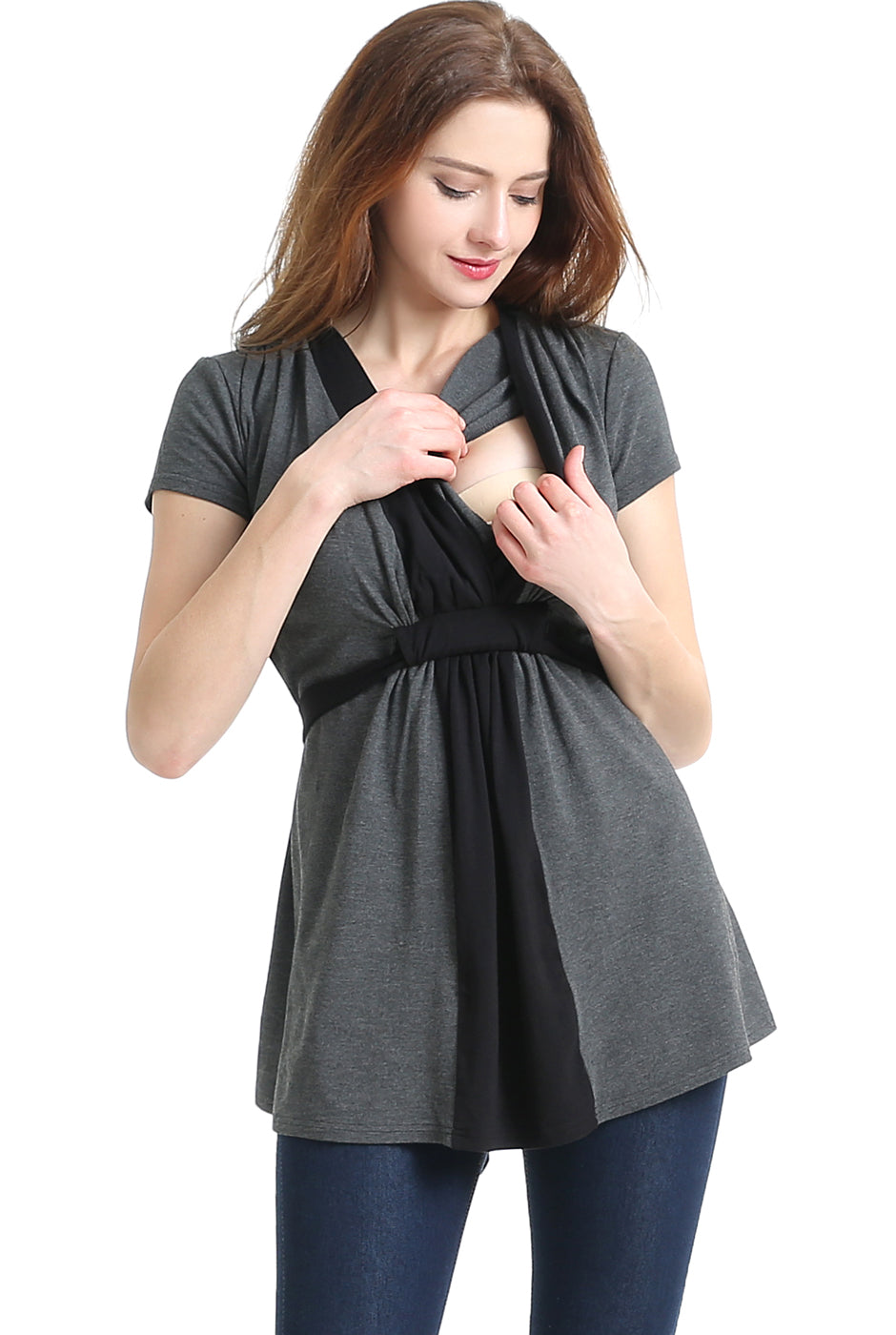 Kimi + Kai Maternity "Kenzie" Colorblock Nursing Top