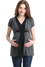 Load image into Gallery viewer, Kimi + Kai Maternity "Kenzie" Colorblock Nursing Top