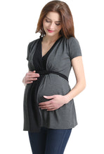 Load image into Gallery viewer, Kimi + Kai Maternity "Kenzie" Colorblock Nursing Top