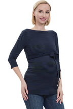 Kimi + Kai Maternity "Whitney" Striped Boat Neck Top