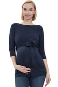 Kimi + Kai Maternity "Whitney" Striped Boat Neck Top